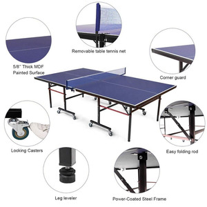 Table de tennis de table pliable pour sport mobile, taille standard 274 cm, table de <span class=keywords><strong>ping</strong></span>-<span class=keywords><strong>pong</strong></span> d'intérieur avec construction en MDF à 8 roues - Product Image 4