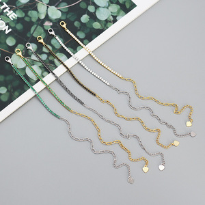 Delicato <span class=keywords><strong>sottile</strong></span> <span class=keywords><strong>oro</strong></span> 18 carati 925 catena in argento sterling mezzo zircone catena da tennis mezza graffetta <span class=keywords><strong>bracciale</strong></span> a catena - Product Image 4