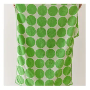 Otel depo sıkıştırılmış tasarımcı havlu toptan, yeşil meyve yeşil Polka Dots % 100% pamuk banyo havlu setleri