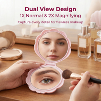 Miroir de maquillage pliable double face en plastique, mini, portable, transfrontalier, avec une face agrandie pour la publicité