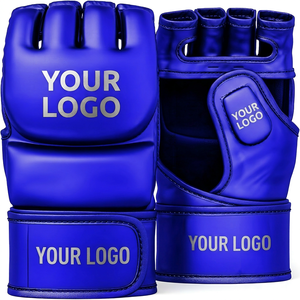 Custom Leather MMA Boxing Grappling Gloves Professional <b>Open</b> Finger Training Fight Gloves with Hand Grips OEM Manufacturer - Product Image 3