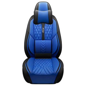 Housses de siège de <span class=keywords><strong>voiture</strong></span> avant universelles de luxe en cuir complet 9 pièces avec insertion lombaire quatre saisons compatibles noir - Product Image 5