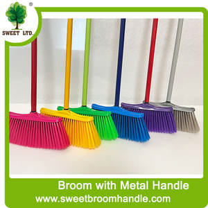 Brosse à balai en plastique à poils droits en fibres douces avec manche en métal pour jardin - Product Image 5