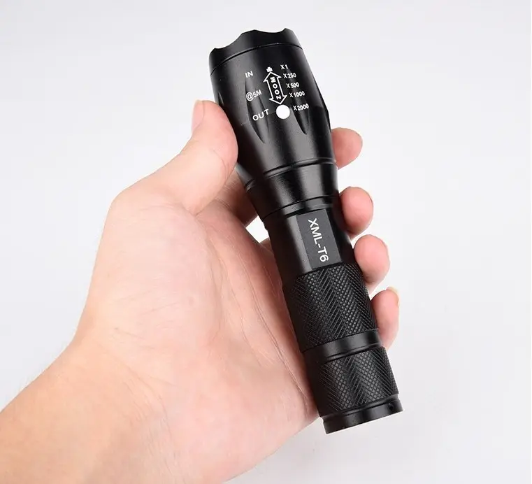 Best selling Zoom Super Bright Flashlight T6 Handhold 5 Modes LED Torch Powerful Flashlight for self defense