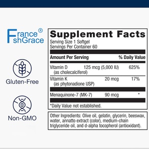 Fabricant OEM de Vitamine D3, 60 gélules molles, complément alimentaire pour une fonction musculaire saine, soutien immunitaire, complément de vitamines pour adultes - Product Image 4