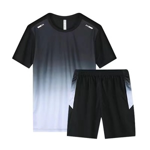 Ensemble de survêtement athlétique <span class=keywords><strong>pour</strong></span> homme, élastique, respirant, anti-transpiration, imprimé, <span class=keywords><strong>tenue</strong></span> décontractée <span class=keywords><strong>pour</strong></span> la <span class=keywords><strong>musculation</strong></span>, la course à pied, l'été - Product Image 1