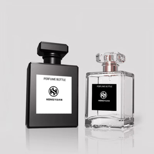 Hồng Viễn thủy tinh mới nhất tùy chỉnh một tập hợp các mùi hương bao bì 50ml 100ml rõ ràng chai nước hoa thủy tinh với Acrylic cap - Product Image 1