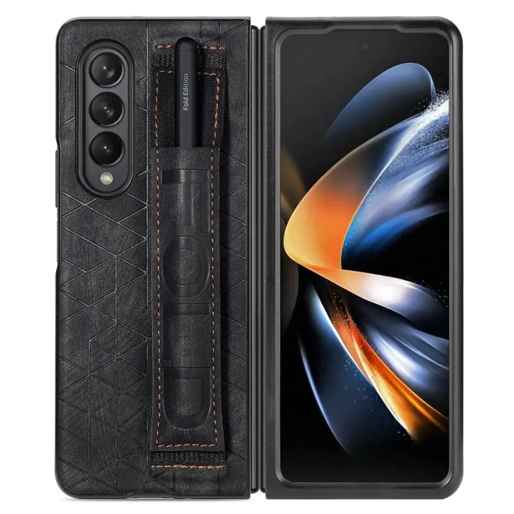 Capa de telefone telescópica para Samsung Galaxy Z Fold5 5G PU Leather PC Phone Case com slot para caneta