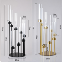 Porte-bougie moderne en métal noir et or à 8 têtes, décoration de centre de table de mariage