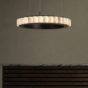 Modern Circular Alabaster Pendant <b>Lamp</b> With Cylindrical Natural Stone For Villa Lobby Home Hotel Project Hanging Light - Product Image 4