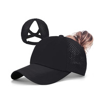 Casquette de baseball respirante à séchage rapide pour femme - Chapeau de sport à sangle croisée pour queue de cheval, visière en maille réglable pour l'extérieur