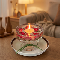 LANJO Luxus Rosen-Gelee Duftkerze, Einzigartiges Geburtstagsgeschenk, Getrocknete Rosen-Kerze für Hochzeitsgeschenke, ca. 50 Stunden Brenndauer