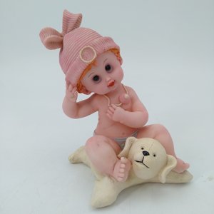 Statue mignon bébé et chien Figurine enfants décoration de la maison <span class=keywords><strong>ange</strong></span> Xiamen Port Souvenir bébé douche Figurines personnalisé résine Europe - Product Image 2