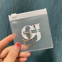 Sac à Bijoux Givré en PVC avec Fermeture Éclair et Logo, Mini Pochette à Bijoux Ziplock pour Emballage d'Accessoires de Bagues