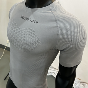 <span class=keywords><strong>Camiseta</strong></span> Deportiva de Compresión sin Costuras de Alto Rendimiento, Elástica en 4 Direcciones, Absorbe la Humedad, Antiolor, de Nailon, para Hombre - Product Image 2