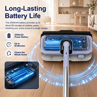 Serpillère électrique sans fil légère à rotation 360° avec collecteur de poussière, balai rechargeable intelligent pour le nettoyage des sols en bois dur et carrelage
