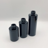 Emballage de bouteille de lotion en verre cosmétique 30ml 40ml 60ml bouteille en verre noir à épaulement plat ensemble de bouteille cosmétique de haute qualité