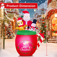 1,8m Aufblasbarer Weihnachtsbecher mit Weihnachtsmann, Lebkuchenmann und Schneemann, LED-Beleuchtung, Weihnachtsdekoration für Garten, Rasen, Haus und Außenbereich