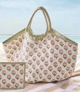 Sac fourre-tout en coton imprimé doux avec poignées rayées, fermeture éclair, motif personnalisé, souple, durable, grande capacité, sac d'été pour femme - Product Image 1