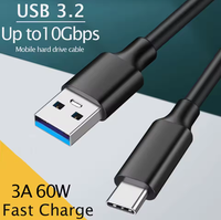 Cable USB3.2 de 10 Gbps, Cable USB Tipo A a USB C 3.1/3.2 Gen2, Cable de Transferencia de Datos, Cable para Disco Duro SSD USB C, 3A 60W QC 3.0, Carga Rápida