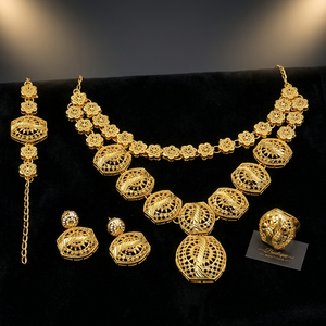 Colliers de mode en laiton plaqué or 14K 18K 24K en gros, ensemble de colliers au design floral traditionnel, bijoux Oro Joyería - Product Image 1
