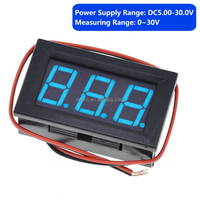 Perlindungan Polaritas Terbalik Pengukur Voltmeter DC Sekunder DC 4.5V-30.0V Voltmeter Digital LED 0.56-inci