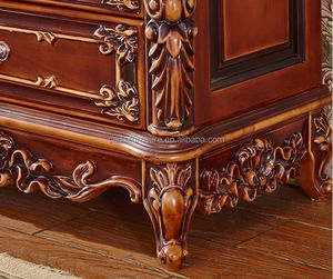 Muebles de sala de estar de estilo europeo, gabinete de vino, escaparate antiguo, gabinete de almacenamiento de madera maciza, gabinetes de madera de vidrio - Product Image 2