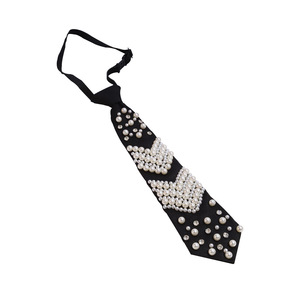 Accessoire de chemise pour femme, cravate en perles et strass, style japonais, sans nœud, mode scolaire décontractée, corsage en polyester monochrome - Product Image 5