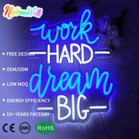 Neonawall Work Hard Dream Big, enseigne au néon LED, bleu et blanc, décor mural pour bureau, cadeau idéal pour les entrepreneurs