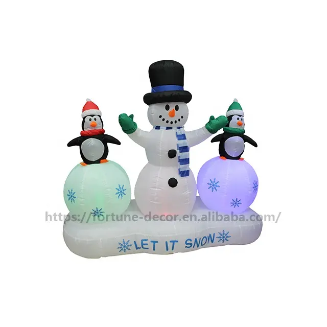180cm high Christmas inflatable snowman and penguin Lightshow LED twinkle light effect inflatable decoration outdoor inflatable
