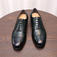 Chaussures Oxford de mariage pour hommes en cuir véritable à bout pointu, grainé, à lacets, pour cérémonie, occasions professionnelles et habillées