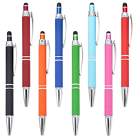 Stylo bille publicitaire personnalisé avec logo, en métal coloré, avec pointe tactile en caoutchouc souple, pour cadeaux de bienvenue