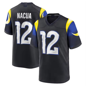 Maillot de football cousu Los Angeles Donald en promotion # 99 Kupp # 10 Nacua # 17 uniformes de sport personnalisés bleu et blanc - Product Image 3