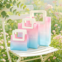 Sac fourre-tout portable de luxe rose dégradé finition mate, réutilisable, pour cadeaux de fête, bonbons, biscuits, emballage cadeau, sac en plastique vide, vente en gros