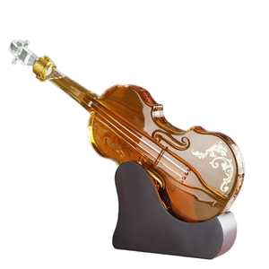 Offre Spéciale artisanat 1000ml whisky bouteille <span class=keywords><strong>de</strong></span> vin <span class=keywords><strong>rhum</strong></span> liqueur verres <span class=keywords><strong>à</strong></span> liqueur bouteilles verre violon carafe avec socle en bois <span class=keywords><strong>coffret</strong></span> cadeau - Product Image 1