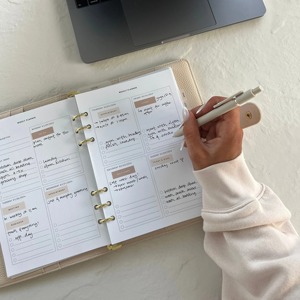 <strong>Custom</strong> <strong>Inserts</strong> 30mm Gold Ring Luxe <strong>Planner</strong> Pebble Leather Binder A5 Relief - Product Image 2