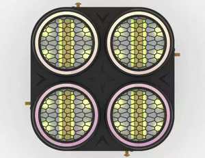 Projecteur LED rétro à quatre yeux avec matrice auxiliaire, effet de teinture et de défilement clignotant pour bar, scène, club, fête, événement - Product Image 1