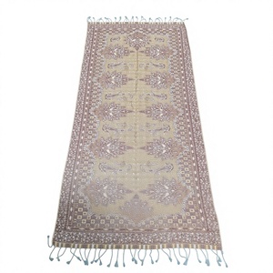 Wholesale Floral Paisley Shawl <b>Viscose</b> Jacquard Gold Maroon Checkered Border Fringe Soft Women OEM ODM Custom - Product Image 2