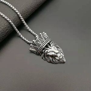 <b>Crown</b> Lion Head Pendant Necklace Stainless Steel Gold Plated Hip Hop Jewelry Gift for Men - Product Image 4