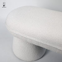 Vente en gros, banc en chenille blanc, mobilier de chambre à coucher, repose-pieds pouf pour maquillage, tabouret de luxe