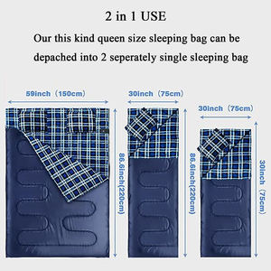 Sac de couchage <span class=keywords><strong>double</strong></span> intérieur en flanelle portable de grande taille pour le camping par temps chaud et <span class=keywords><strong>froid</strong></span> avec 2 oreillers amovibles - Product Image 2