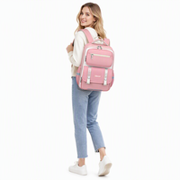 Sac à dos unisexe de style britannique pour étudiants, imperméable, en polyester Oxford, design tendance, fermeture éclair, bretelles arquées, 20-35L