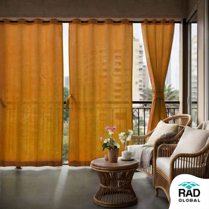 Sunny Yellow Eyelet Outdoor Curtains 180 GSM with Bright Warm Yellow <b>Shade</b> and Light Filtering Fabric for Cheerful Balcony Patio - Product Image 2