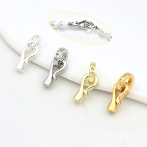 Cierre de collar con perlas chapado en oro de 18k, cierre universal, colgante para pulsera B67 - Product Image 2