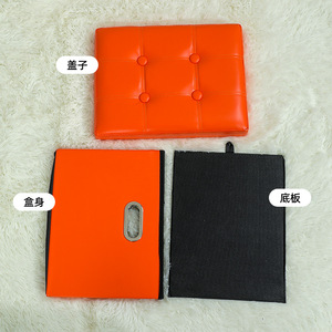 Custom <b>Storage</b> <b>Stool</b> Foldable Multi Functional Home Ottoman For Toy And Clothing <b>Storage</b> <b>With</b> Handle Orange - Product Image 2