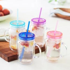 20oz Double Insulated <strong>Tumbler</strong> with Straw,<strong>plastic</strong> <strong>Mason</strong> <strong>Jars</strong> with Handle - Product Image 3