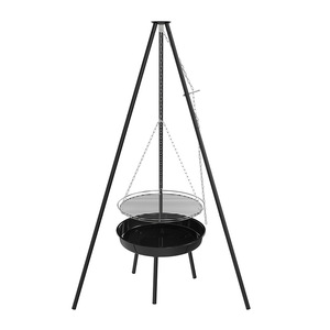 Outdoor Tripod Fire Pit Grill With Hanging Chain And Removable Pan For Camping Barbecue - Product Image 3