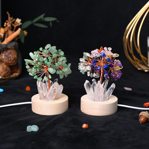 High Quality Natural Crystal Lamp Healing Chips Amethyst Point with Wood Light Base for Decoration - Product Image 1