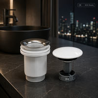 Bonde de lavabo en céramique avec bouton poussoir, antibactérienne, facile à nettoyer, plusieurs couleurs et tailles disponibles