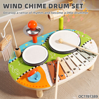 Ensemble de batterie multifonctionnel en bois pour enfants, instrument de musique à percussion, clavier de piano éducatif pour tout-petits, cadeau